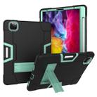 For iPad Pro 11 inch 2021 / 2020 Contrast Color Robot Shockproof Silicon + PC Protective Tablet Case with Holder & Pen Slot(Black + Mint Green) - 1