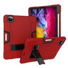 For iPad Pro 11 inch 2021 / 2020 Contrast Color Robot Shockproof Silicon + PC Protective Tablet Case with Holder & Pen Slot(Red + Black) - 1