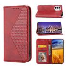 For Motorola Moto G22 4G/E32s Cubic Grid Calf Texture Magnetic Closure Leather Phone Case(Red) - 1