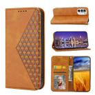 For Motorola Moto G Stylus 4G 2022 Cubic Grid Calf Texture Magnetic Closure Leather Phone Case(Yellow) - 1