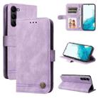 For Samsung Galaxy S23 5G Skin Feel Life Tree Metal Button Leather Phone Case(Purple) - 1