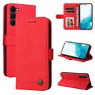 For Samsung Galaxy S23 5G Skin Feel Life Tree Metal Button Leather Phone Case(Red) - 1
