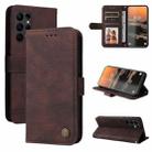 For Samsung Galaxy S23 Ultra 5G Skin Feel Life Tree Metal Button Leather Phone Case(Brown) - 1