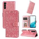 For Samsung Galaxy S23 5G Embossed Sunflower Leather Phone Case(Pink) - 1