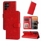 For Samsung Galaxy S23 Ultra 5G Embossed Sunflower Leather Phone Case(Red) - 1