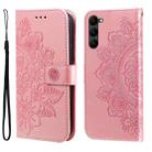 For Samsung Galaxy S23 5G 7-petal Flowers Embossing Leather Phone Case(Rose Gold) - 1