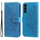 For Samsung Galaxy S23 5G 7-petal Flowers Embossing Leather Phone Case(Blue) - 1