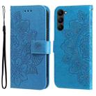 For Samsung Galaxy S23+ 5G 7-petal Flowers Embossing Leather Phone Case(Blue) - 1