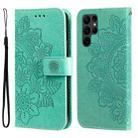 For Samsung Galaxy S23 Ultra 5G 7-petal Flowers Embossing Leather Phone Case(Green) - 1