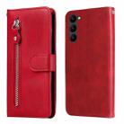 For Samsung Galaxy S23 5G Calf Texture Zipper Leather Phone Case(Red) - 1