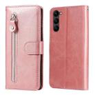 For Samsung Galaxy S23 5G Calf Texture Zipper Leather Phone Case(Rose Gold) - 1