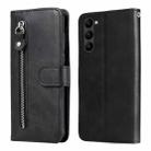 For Samsung Galaxy S23+ 5G Calf Texture Zipper Leather Phone Case(Black) - 1