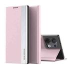 For OPPO Reno8 Side Electroplated Magnetic Leather Phone Case(Pink) - 1