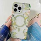 For iPhone 14 Plus Flowers Dual-side Laminating Magsafe Phone Case(Green) - 1
