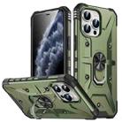 For iPhone 12 Pro Ring Holder Phone Case(Army Green) - 1