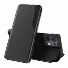 For OPPO Reno8 Side Display Flip Leather Phone Case(Black) - 1