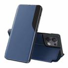 For OPPO Reno8 Side Display Flip Leather Phone Case(Blue) - 1