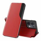 For OPPO Reno8 Side Display Flip Leather Phone Case(Red) - 1
