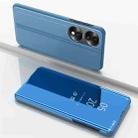 For Honor 70 Plated Mirror Horizontal Flip Leather Phone Case with Holder(Blue) - 1