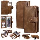 For iPhone 6 / 7 / 8 Multifunctional Retro Detachable Magnetic Horizontal Flip Leather Case with Card Slots & Holder & Wallet & Photo Frame(Brown) - 1