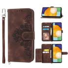 For Xiaomi Redmi Note 10 Pro Skin-feel Flowers Embossed Wallet Leather Phone Case(Brown) - 1