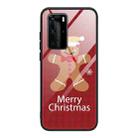 For Huawei P40 Christmas Glass Phone Case(Brown Toy Bear) - 1