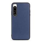 For Sony Xperia 5 IV Accurate Hole Lambskin Texture Genuine Leather Phone Case(Blue) - 1