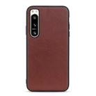 For Sony Xperia 5 IV Accurate Hole Lambskin Texture Genuine Leather Phone Case(Brown) - 1