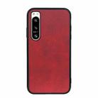 For Sony Xperia 5 IV Two-color Cowhide Texture PU Shockproof Phone Case(Red) - 1