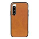 For Sony Xperia 5 IV Two-color Cowhide Texture PU Shockproof Phone Case(Brown) - 1