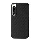 For Sony Xperia 5 IV Accurate Hole Carbon Fiber Texture PU Phone Case(Black) - 1