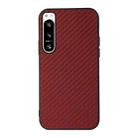 For Sony Xperia 5 IV Accurate Hole Carbon Fiber Texture PU Phone Case(Red) - 1