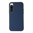 For Sony Xperia 5 IV Accurate Hole Carbon Fiber Texture PU Phone Case(Blue) - 1