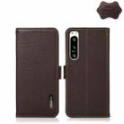 For Sony Xperia 5 IV KHAZNEH Side-Magnetic Litchi Genuine Leather RFID Case(Brown) - 1