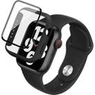 For Apple Watch SE 2022 44mm imak Silicone Watch Band PC Frame with Tempered Glass Film(Black) - 1