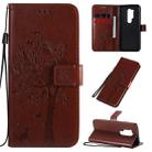 For OnePlus 8 Pro Tree & Cat Pattern Pressed Printing Horizontal Flip PU Leather Case with Holder & Card Slots & Wallet & Lanyard(Brown) - 1