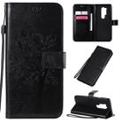 For OnePlus 8 Pro Tree & Cat Pattern Pressed Printing Horizontal Flip PU Leather Case with Holder & Card Slots & Wallet & Lanyard(Black) - 1