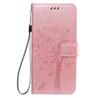 For OnePlus 8 Pro Tree & Cat Pattern Pressed Printing Horizontal Flip PU Leather Case with Holder & Card Slots & Wallet & Lanyard(Rose Gold) - 2