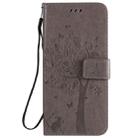 For OnePlus 8 Tree & Cat Pattern Pressed Printing Horizontal Flip PU Leather Case with Holder & Card Slots & Wallet & Lanyard(Grey) - 2