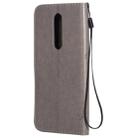 For OnePlus 8 Tree & Cat Pattern Pressed Printing Horizontal Flip PU Leather Case with Holder & Card Slots & Wallet & Lanyard(Grey) - 3