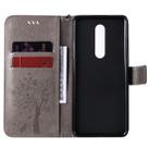 For OnePlus 8 Tree & Cat Pattern Pressed Printing Horizontal Flip PU Leather Case with Holder & Card Slots & Wallet & Lanyard(Grey) - 4