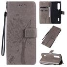 For OPPO Find X2 Pro Tree & Cat Pattern Pressed Printing Horizontal Flip PU Leather Case with Holder & Card Slots & Wallet & Lanyard(Grey) - 1