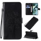 For OPPO Find X2 Tree & Cat Pattern Pressed Printing Horizontal Flip PU Leather Case with Holder & Card Slots & Wallet & Lanyard(Black) - 1