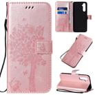 For OPPO Realme 6 Pro Tree & Cat Pattern Pressed Printing Horizontal Flip PU Leather Case with Holder & Card Slots & Wallet & Lanyard(Rose Gold) - 1