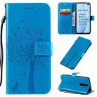 For Xiaomi Redmi K30 Tree & Cat Pattern Pressed Printing Horizontal Flip PU Leather Case with Holder & Card Slots & Wallet & Lanyard(Blue) - 1