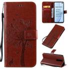 For Xiaomi Redmi K30 Tree & Cat Pattern Pressed Printing Horizontal Flip PU Leather Case with Holder & Card Slots & Wallet & Lanyard(Brown) - 1