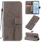 For Xiaomi Redmi K30 Tree & Cat Pattern Pressed Printing Horizontal Flip PU Leather Case with Holder & Card Slots & Wallet & Lanyard(Grey) - 1