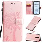 For Xiaomi Redmi K30 Tree & Cat Pattern Pressed Printing Horizontal Flip PU Leather Case with Holder & Card Slots & Wallet & Lanyard(Rose Gold) - 1