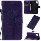 For Huawei P40 Lite / nova 6 SE Tree & Cat Pattern Pressed Printing Horizontal Flip PU Leather Case with Holder & Card Slots & Wallet & Lanyard(Purple) - 1