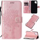 For Huawei P40 Lite / nova 6 SE Tree & Cat Pattern Pressed Printing Horizontal Flip PU Leather Case with Holder & Card Slots & Wallet & Lanyard(Rose Gold) - 1